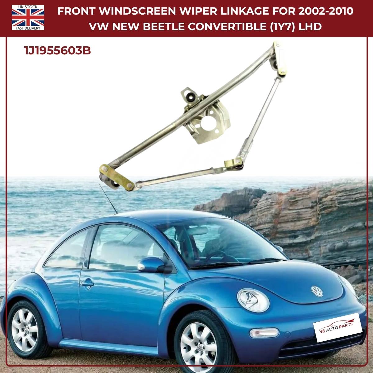 Front Windscreen Wiper Linkage – Fits 2002‑2010 VW New Beetle Convertible (1Y7) LHD | OEM 1J1955603B