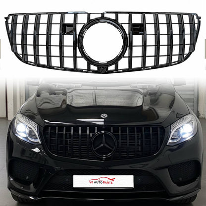 Front Bumper Gloss Black GT Grille – Mercedes GLS-Class X166 (2016–2019 AMG Distronic Style)