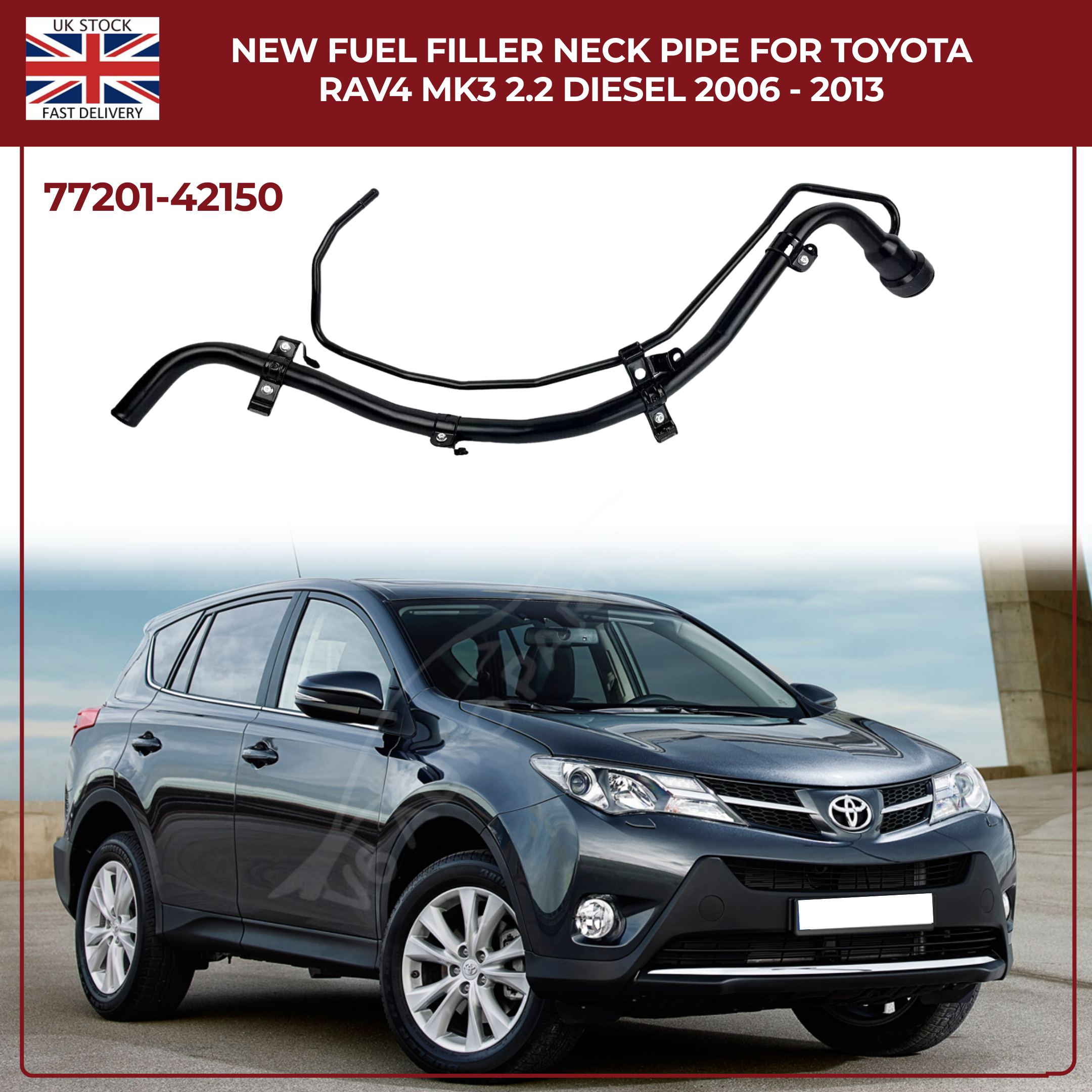 Fuel Tank Filler Neck Pipe For 2006 - 2013 Toyota RAV-4 MKIII D4D 2.2 Diesel Suv