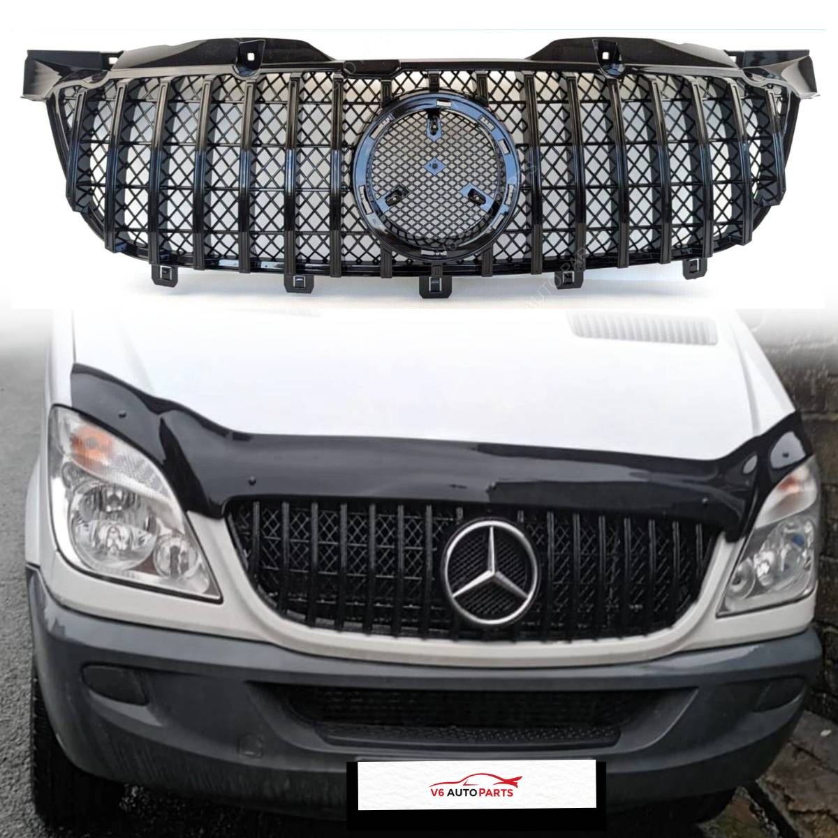 Front Radiator Black GT Grille – Mercedes Sprinter W906 MK2 2008–2013 Pre‑Facelift