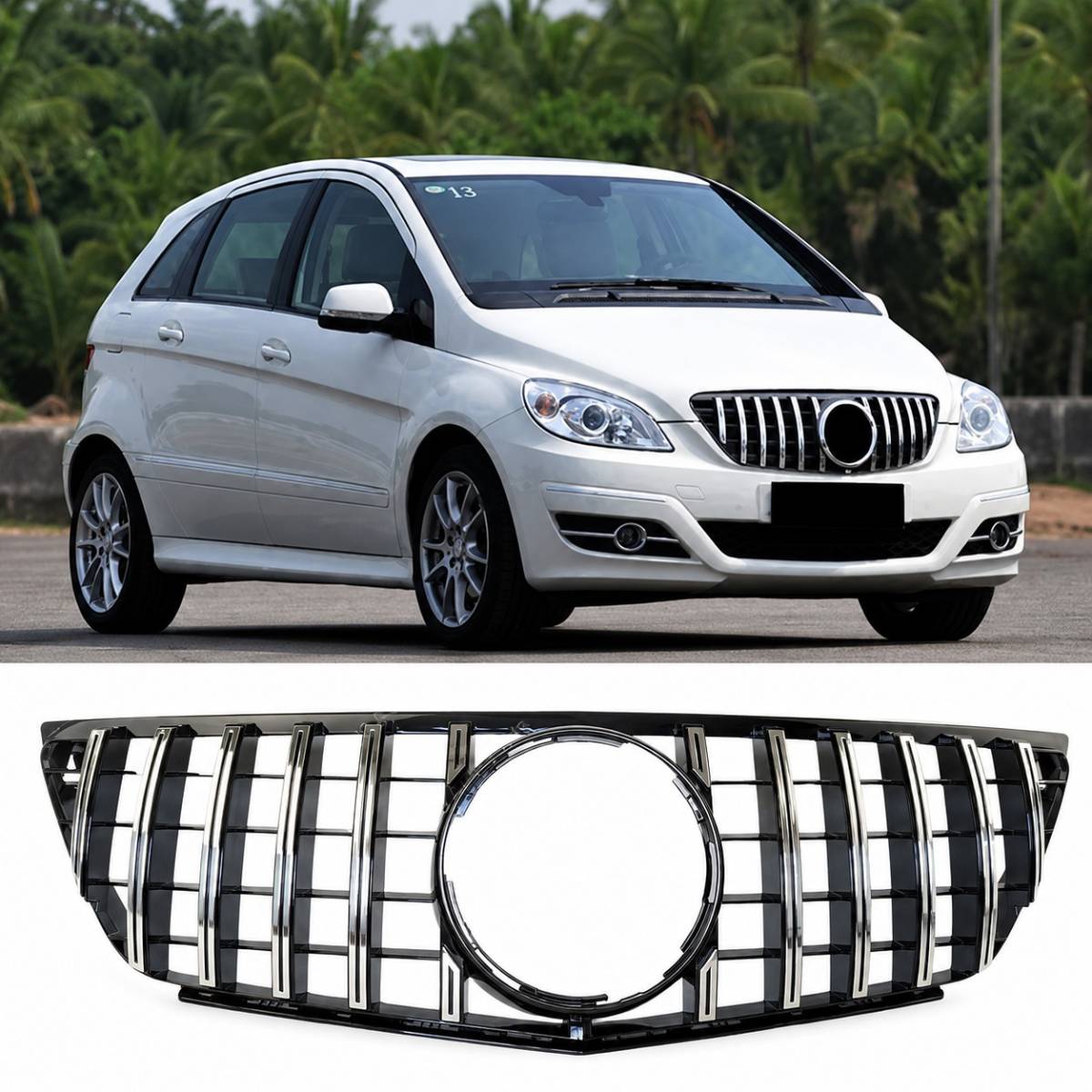 Mercedes-Benz B-Class W245 Front Bumper Panamericana GT Grille Chrome Slats (B170/B180, 2008–2011)