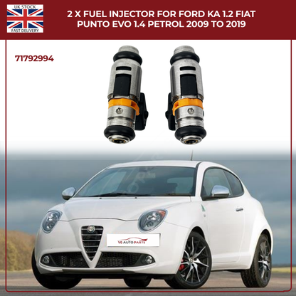 2× Fuel Injectors 71792994 – Fits 2009–2019 Ford Ka 1.2 & Fiat Punto Evo 1.4 Petrol