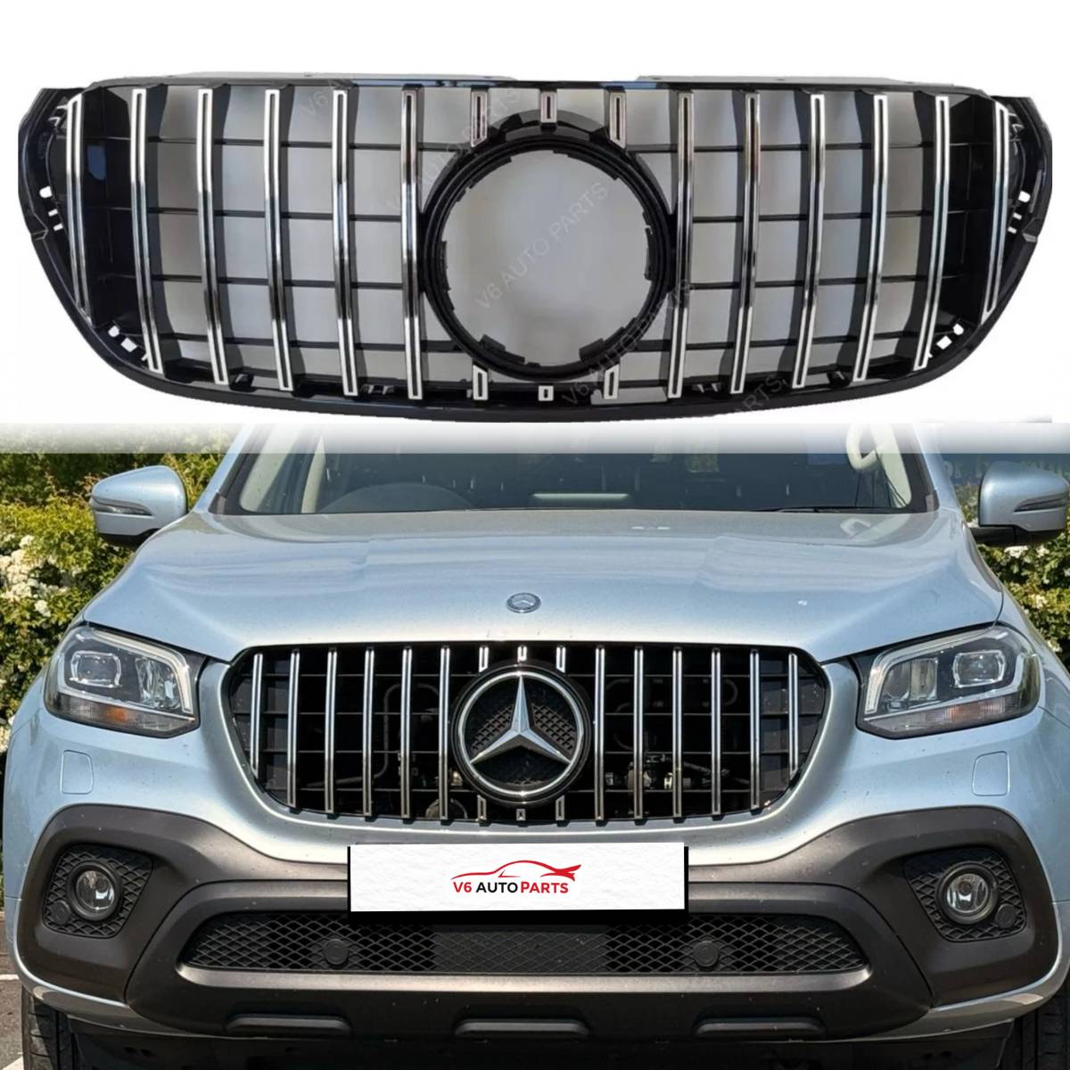 For Mercedes‑Benz X‑Class X470 (2019–2022) GT Panamericana Front Radiator Grille – Fits X200, X250, Chrome Slats