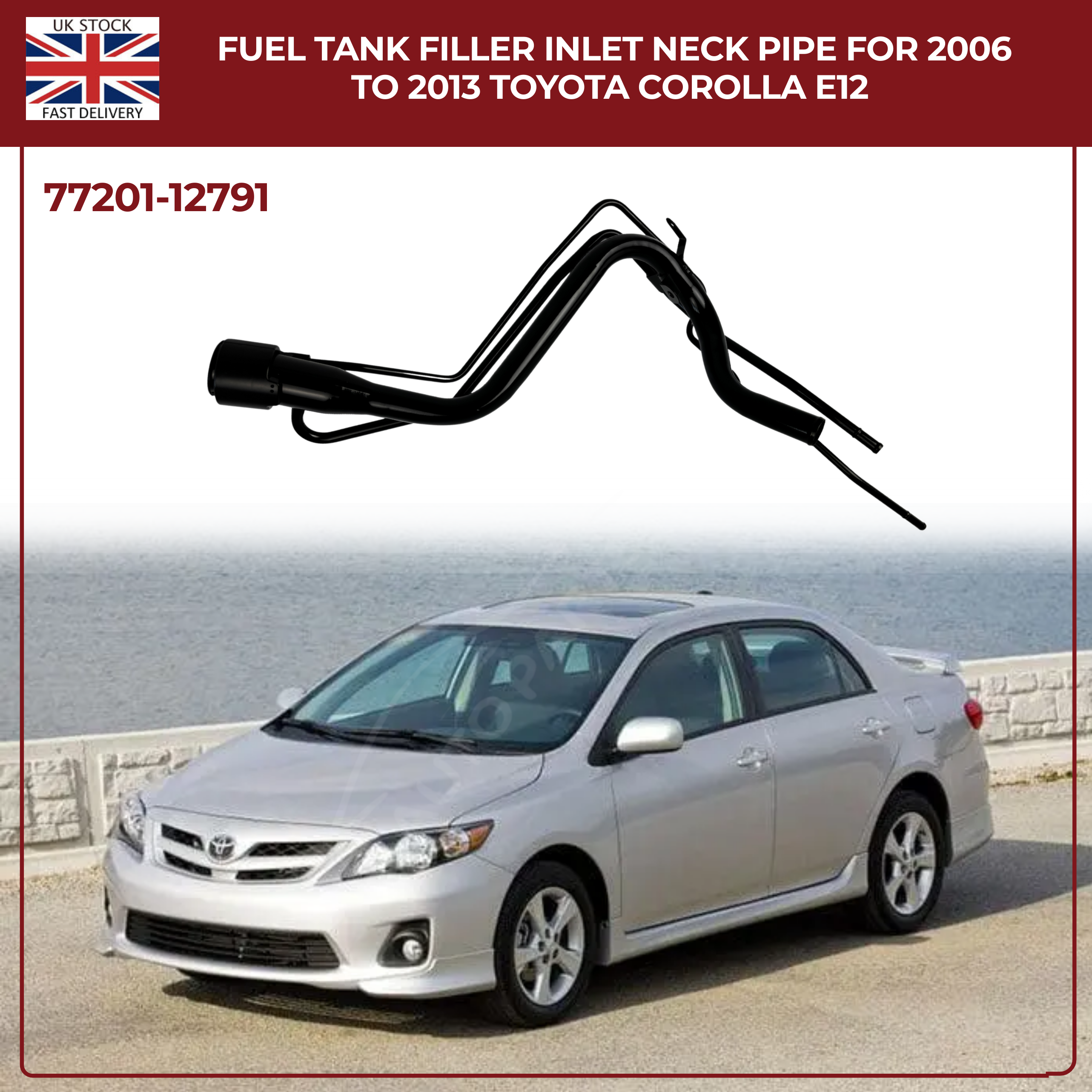 FUEL TANK FILLER INLET NECK PIPE FOR 2006 TO 2013 TOYOTA COROLLA E12 77201-12790