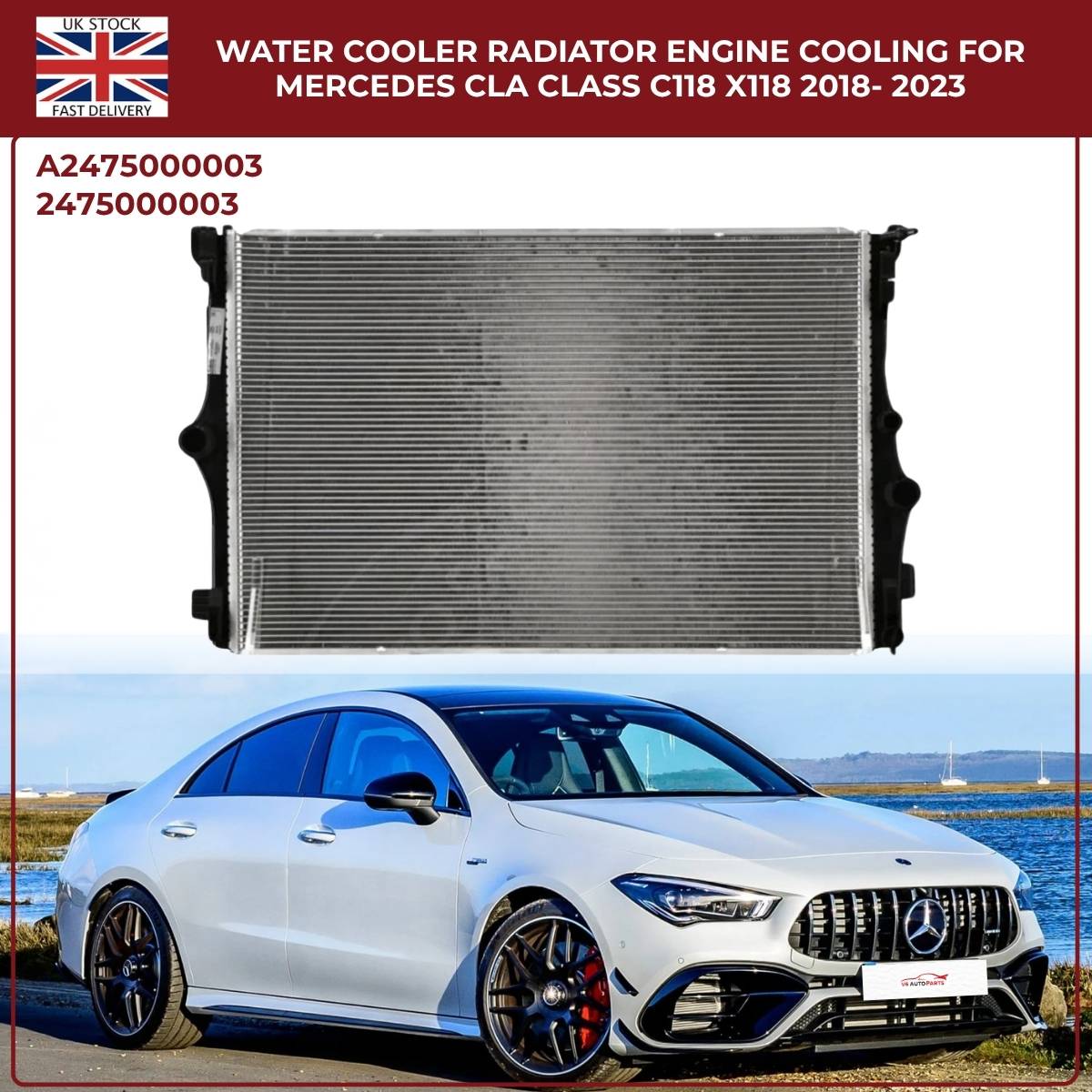 Mercedes CLA-Class Radiator (C118/X118) 2018–2023 | Engine Cooling Water Cooler 22mm