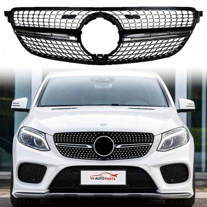 Front Radiator AMG Diamond Style Black on Chrome Fin Grille – Fits Mercedes-Benz GLE-Class W292/C292 (2015–2018)