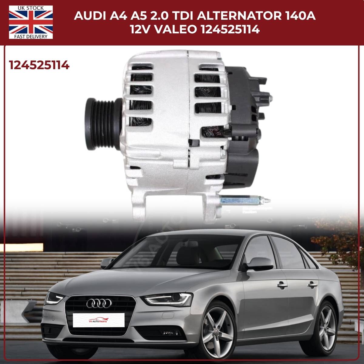Bosch/VALEO Alternator 140A 12V – Fits Audi A4 A5 2.0 TDI – Part No. 0124525114