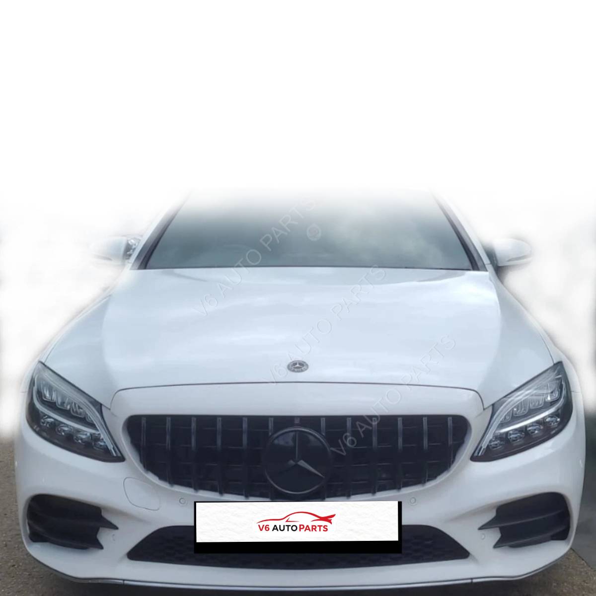 Mercedes C-Class W205 C43 AMG Front Grille Emblem Badge – Gloss Black (2018–2020)