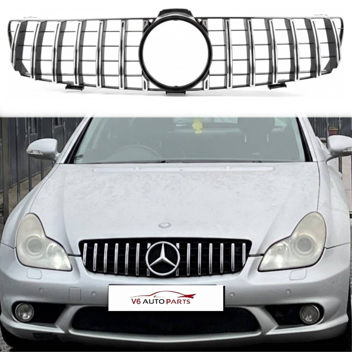 Front Bumper GT Panamericana Chrome Grille for Mercedes-Benz CLS-Class C219 (2005–2008) CLS300d | OEM-Style Fit