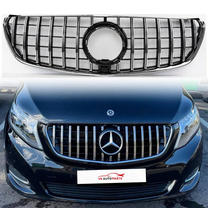 For Mercedes V-Class V250/V260 GT Grille – Black Slats Chrome Panamericana (2015–2023)