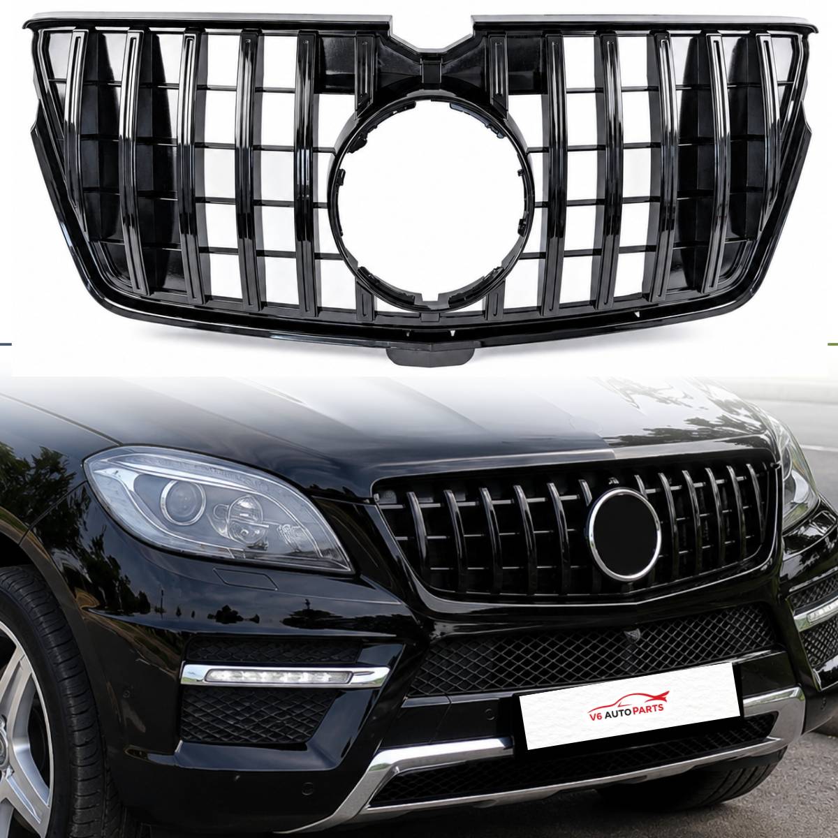 For Mercedes-Benz GL-Class X164 Front Bumper GT Panamericana Grille – Gloss Black (2009–2013)