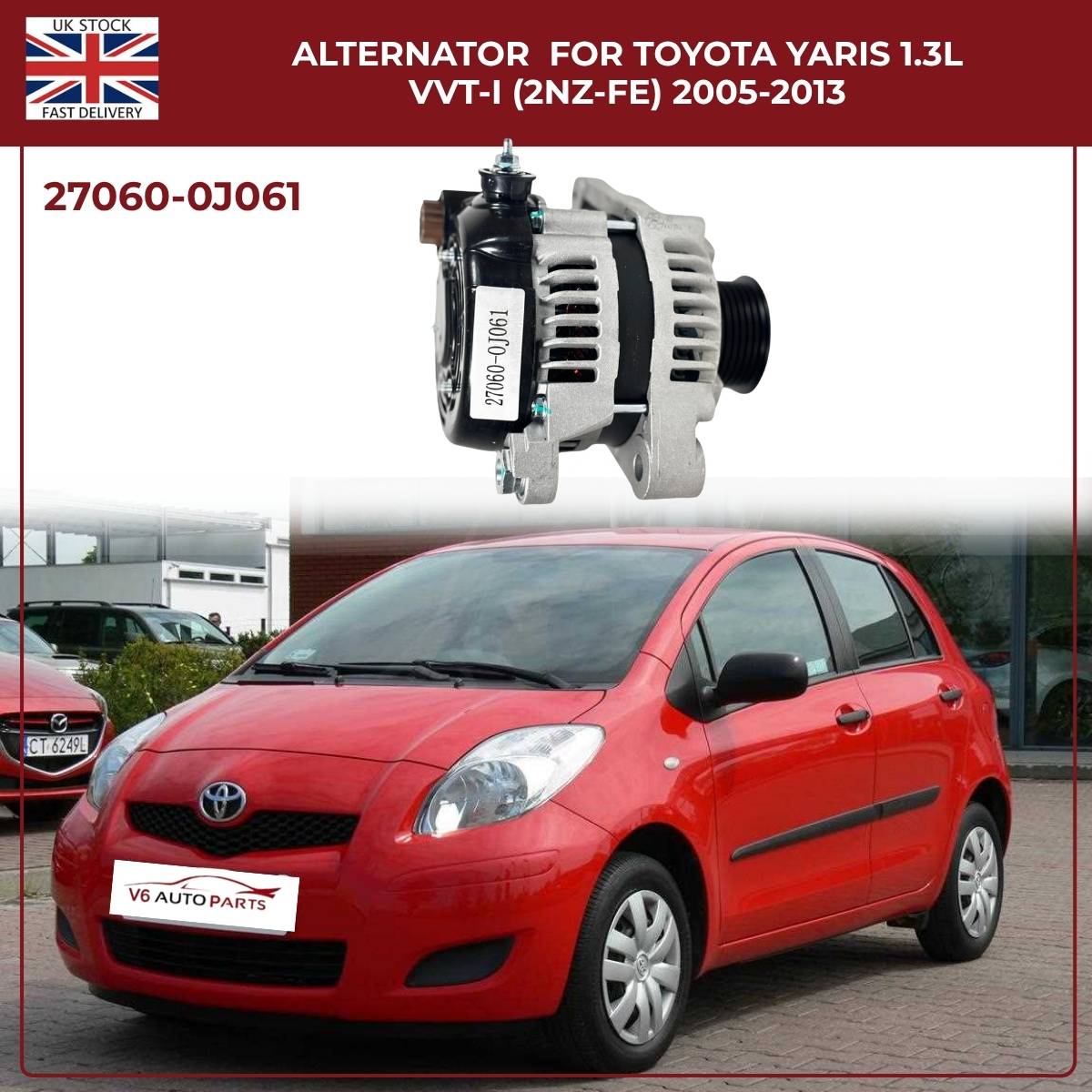 Alternator 27060-0J061 – Toyota Yaris/Vitz 1.3L VVT-i (2005–2014)