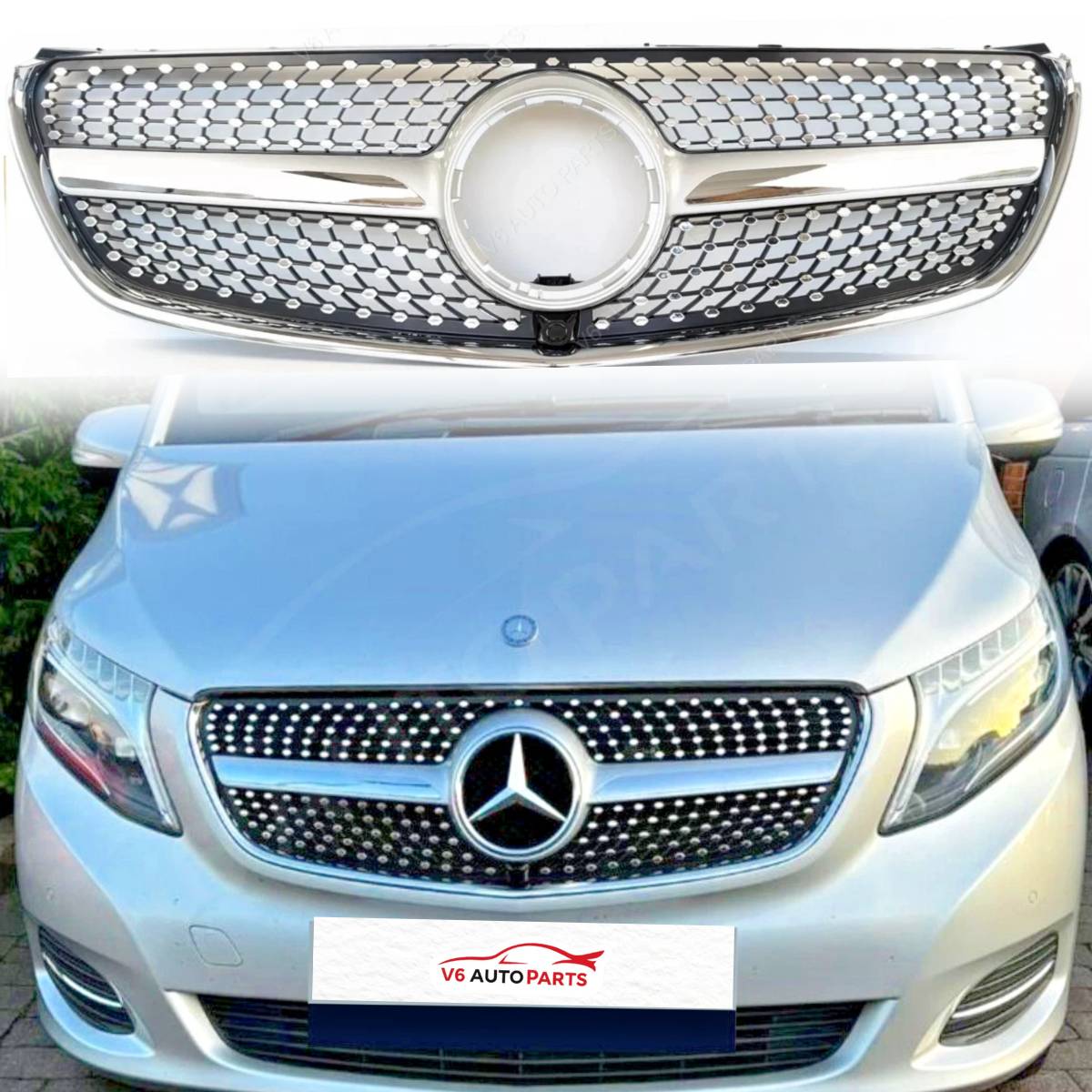 169C Frontkühler mit Chrom-Diamantgitter für 2015–2020 W447 V-Klasse V200 V260 MPV 