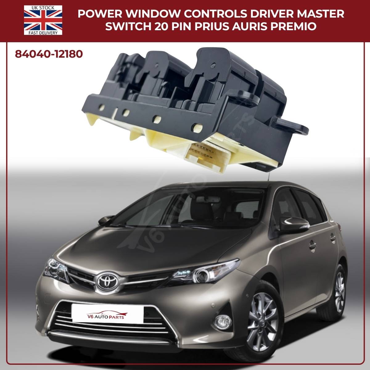 Toyota Lexus Driver Master Power Window Switch – Lock Control Buttons (OEM 84040‑12180, CT200h Prius Corolla)