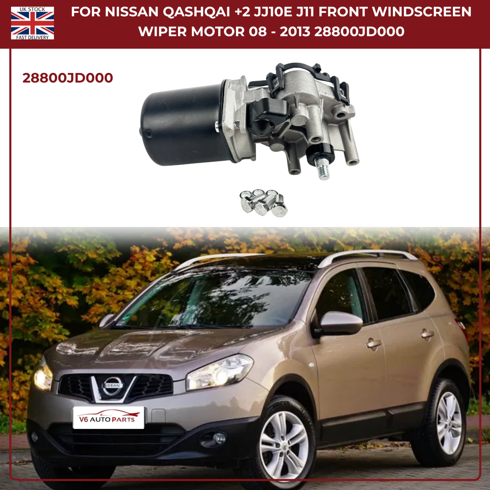 Front Windscreen Wiper Motor For NISSAN QASHQAI + 2 SUV 1.6 Diesel 2007 - 2013