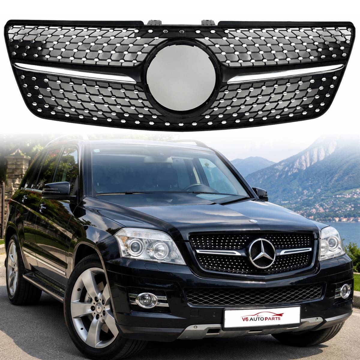 Front Bumper Diamond Black Grille – Fits Mercedes-Benz M-Class W164 (2009–2012 ML320)