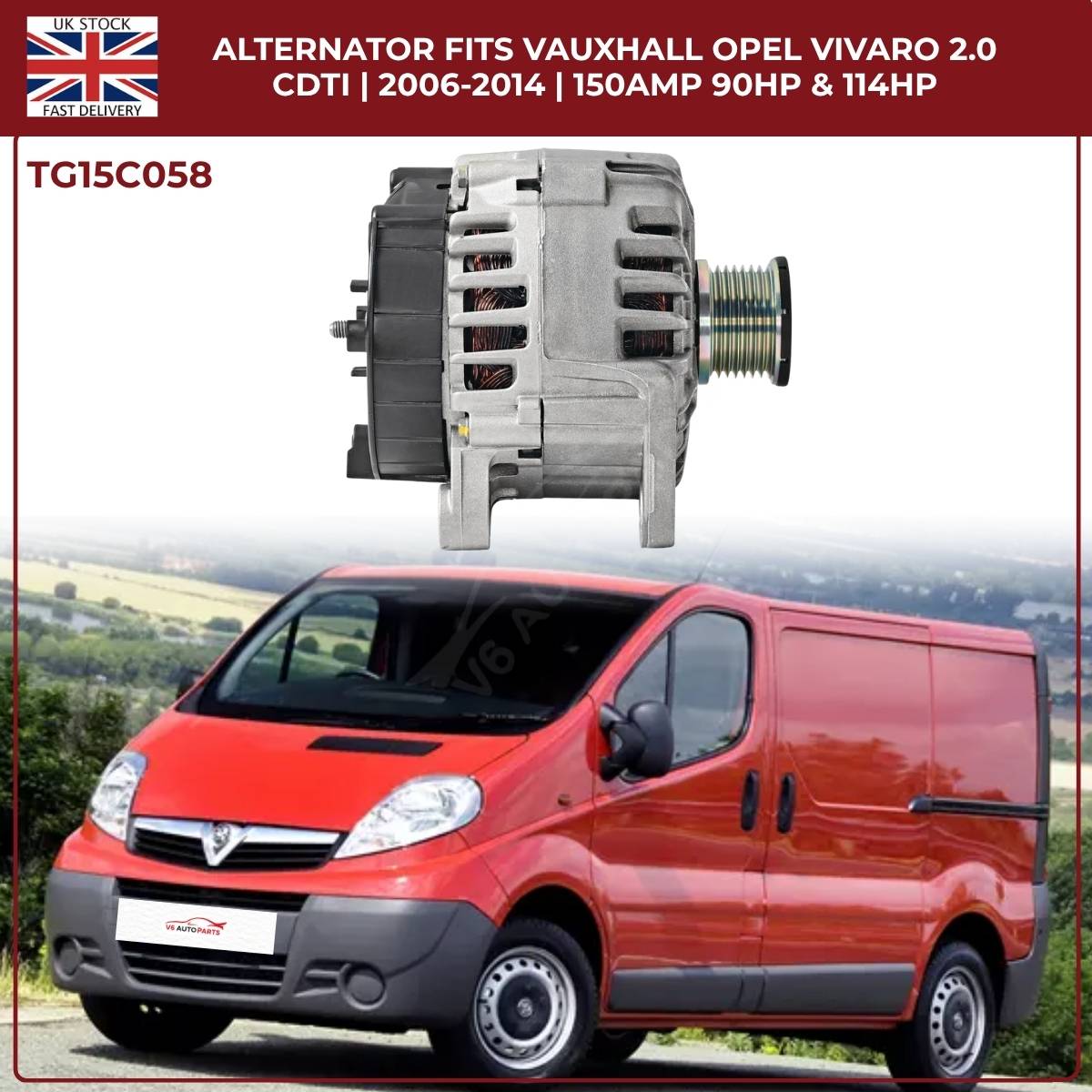 TG15C058 Alternator – 12V 150A | Fits 2006‑2014 Opel/Vauxhall Vivaro A 2.0 CDTi Diesel