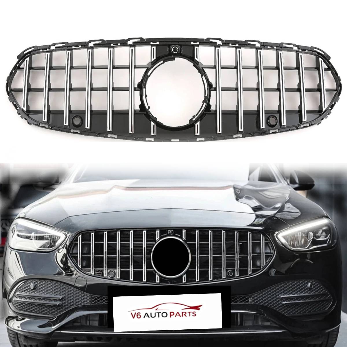 For Mercedes-Benz C-Class W206 (2020–2023) Panamericana GT Front Radiator Chrome Grille – C220 Compatible