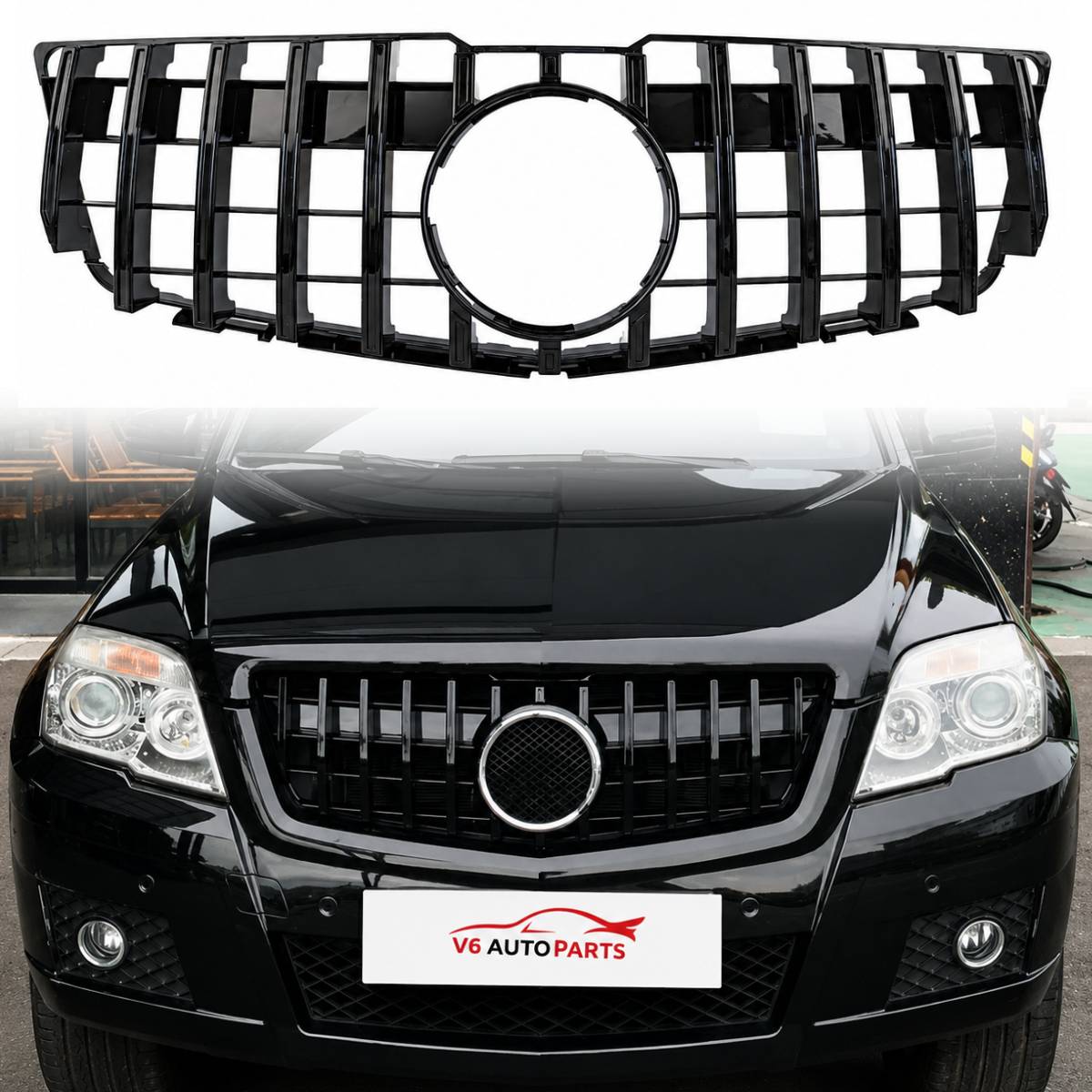 For Mercedes-Benz GLK-Class X204 (2008–2012) GLK250 Front Radiator Grille – Black Panamericana GT Style