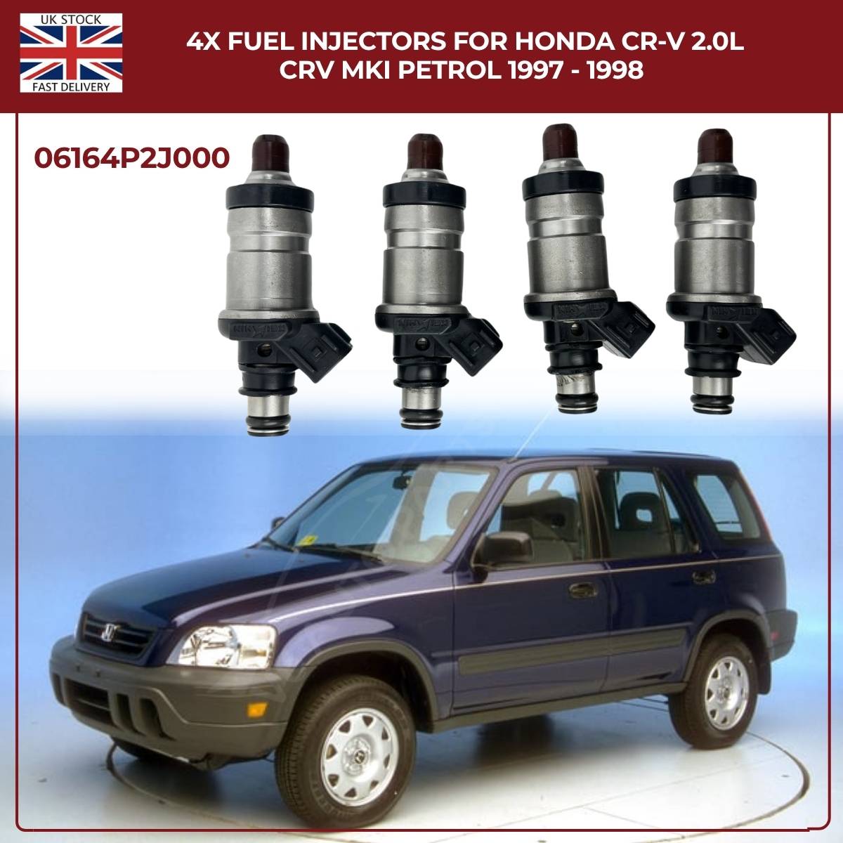 4x Fuel Injectors for Honda CR‑V 2.0L MK1 (1997‑1998) | OEM 06164‑P2J‑000