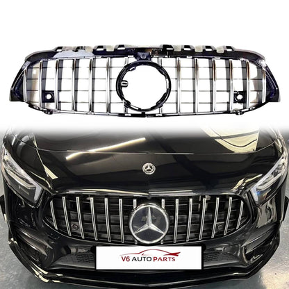Mercedes‑Benz A‑Class W177/V177  Chrome Slats  GT Panamericana Front Radiator Grille – Fits A180, A200 (2018‑2023, Facelift, AMG Line)