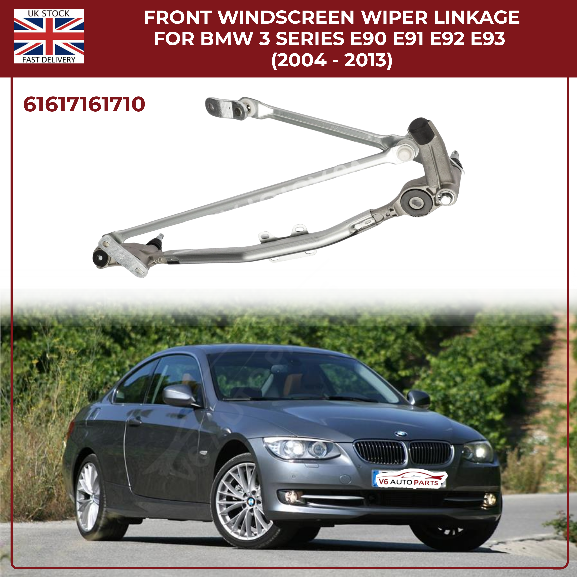 Windshield Wiper Linkage Front Side for BMW 3 Series E90 E91 E92 E93