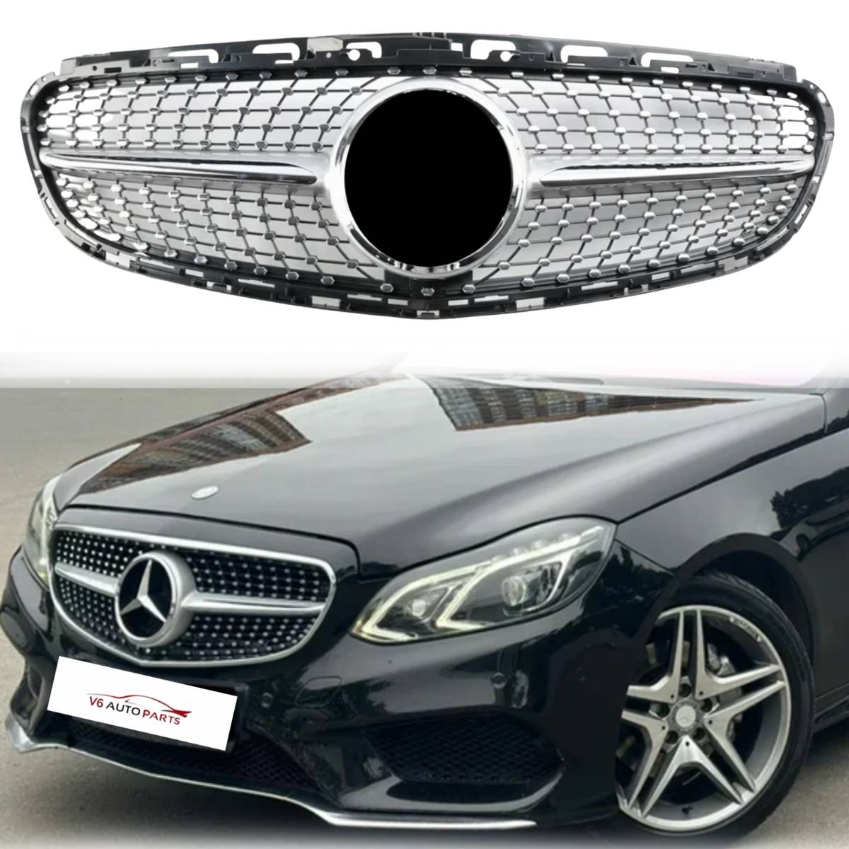 For Mercedes E‑Class W212 Diamond Front Grille – AMG Facelift E250 (2013–2016)