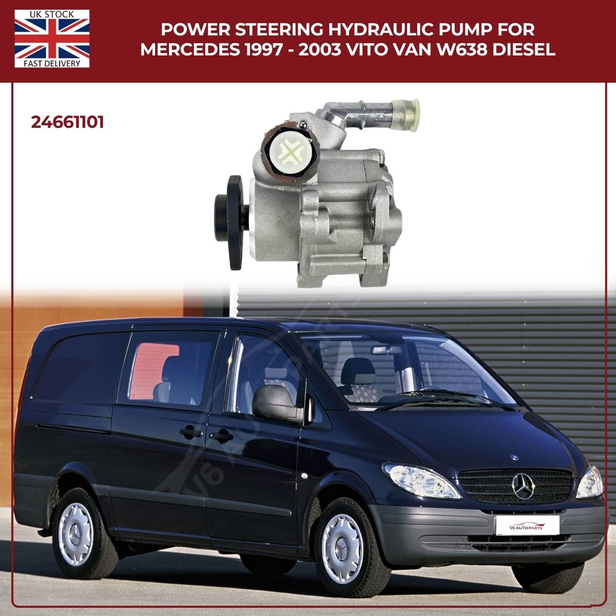 Mercedes‑Benz Vito W638 Power Steering Pump — Hydraulic Replacement (1996–2003 Minibus/Van, Part 24661101)