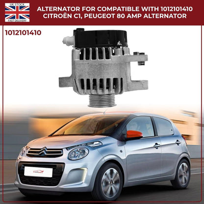 80A Alternator Fits Peugeot 107 1.0 2005‑2016 · Ref 102211‑8731 / DAN1035 / 0986049960 / DRA0248