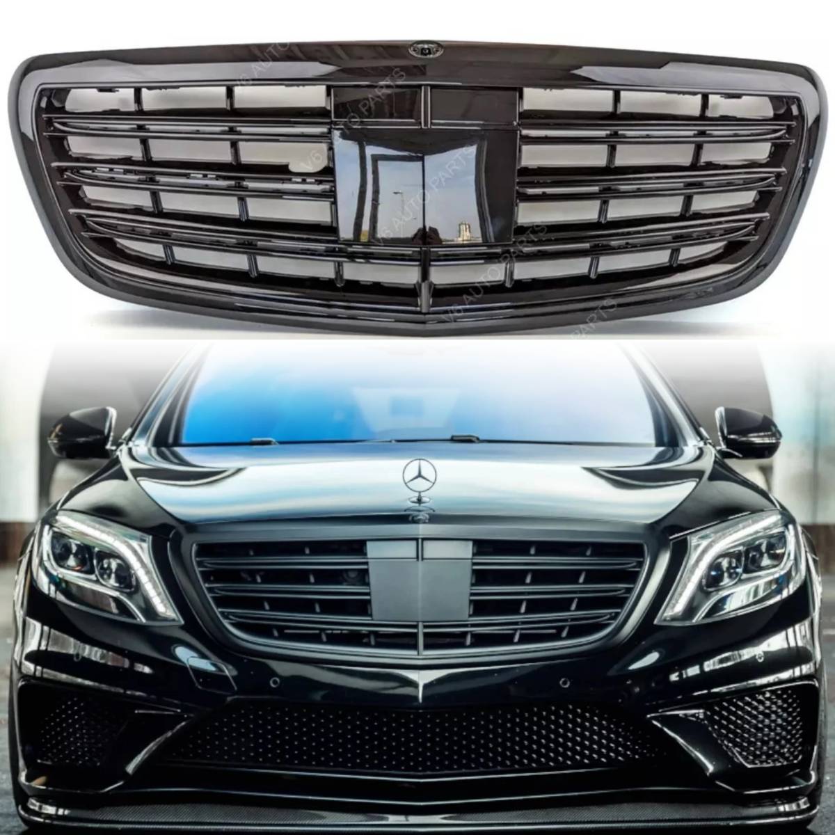 119B Frontstoßstange, glänzend schwarzer Kühlergrill für 2014 bis 2018 W222 S-Klasse S350 S65L S560 AMG Night View