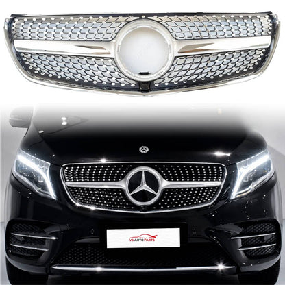 For Mercedes V-Class W447 V260 Chrome Diamond Front Radiator Grille (2015–2023)