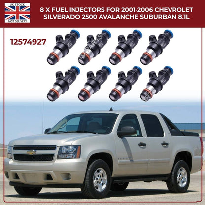 Set of 8 Fuel Injectors | Fits 2001–2006 Chevrolet Silverado, Avalanche & Suburban 8.1L V8