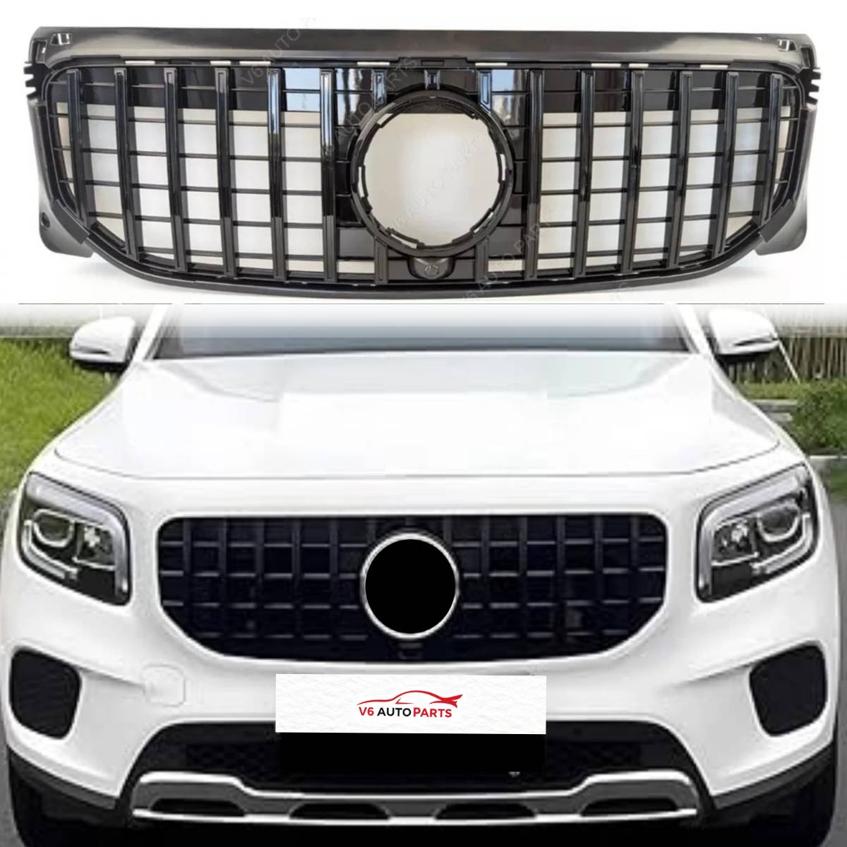For Mercedes‑Benz GLB‑Class X247 (2019–2023) GT Panamericana Front Radiator Grille – Gloss Black Upgrade for GLB220