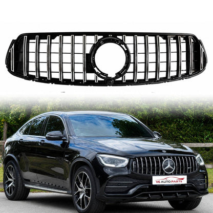 Front Bumper Chrome Slats GT Sport Grille | Fits 2019–2023 Mercedes-Benz GLC-Class W253/C253 Coupe GLC300 & GLC43 (Facelift)