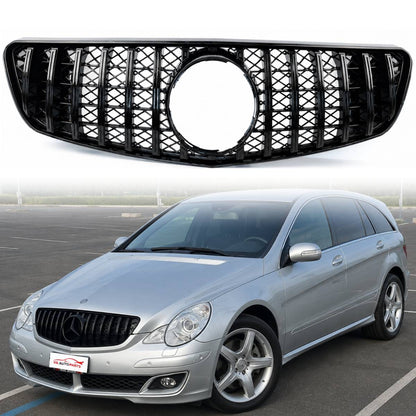 For Mercedes R-Class W251 AMG R300L Panamericana GT Front Bumper Grille – Gloss Black (2006–2010)