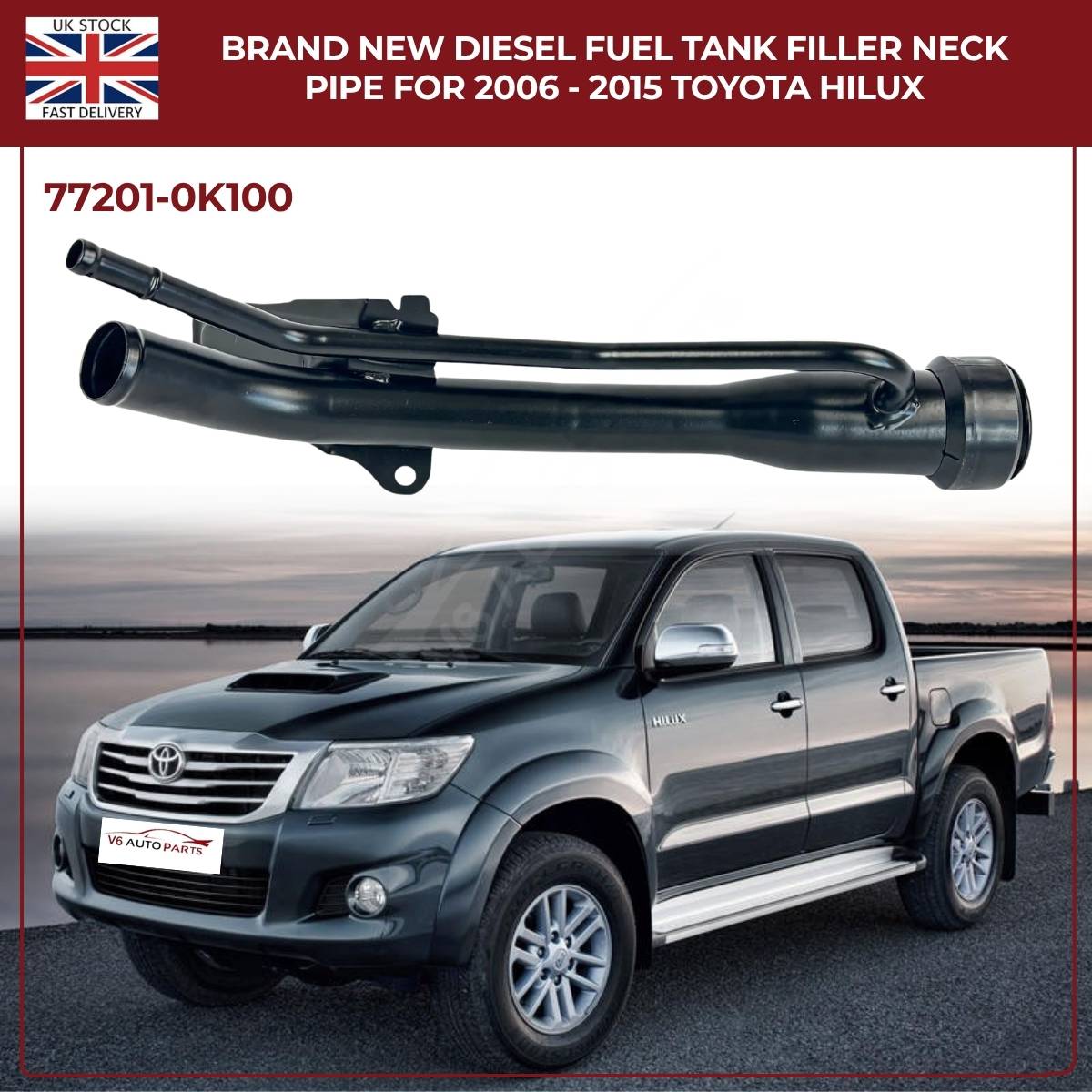 Fuel Tank Filler Neck Pipe For  Toyota Hilux Vigo Mk7 (2005–2015) 2.5 D‑4D / 3.0 D‑4D – Brand New Replacement