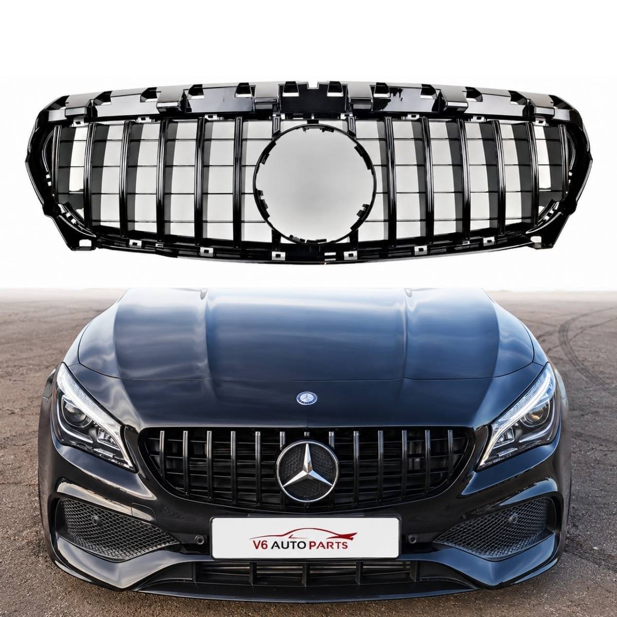 Frontstoßstange, glänzend schwarzer GT-Grill für Mercedes-Benz CLA-Klasse X117 Cla200 vor dem Facelift Panamericana 2013–2017 