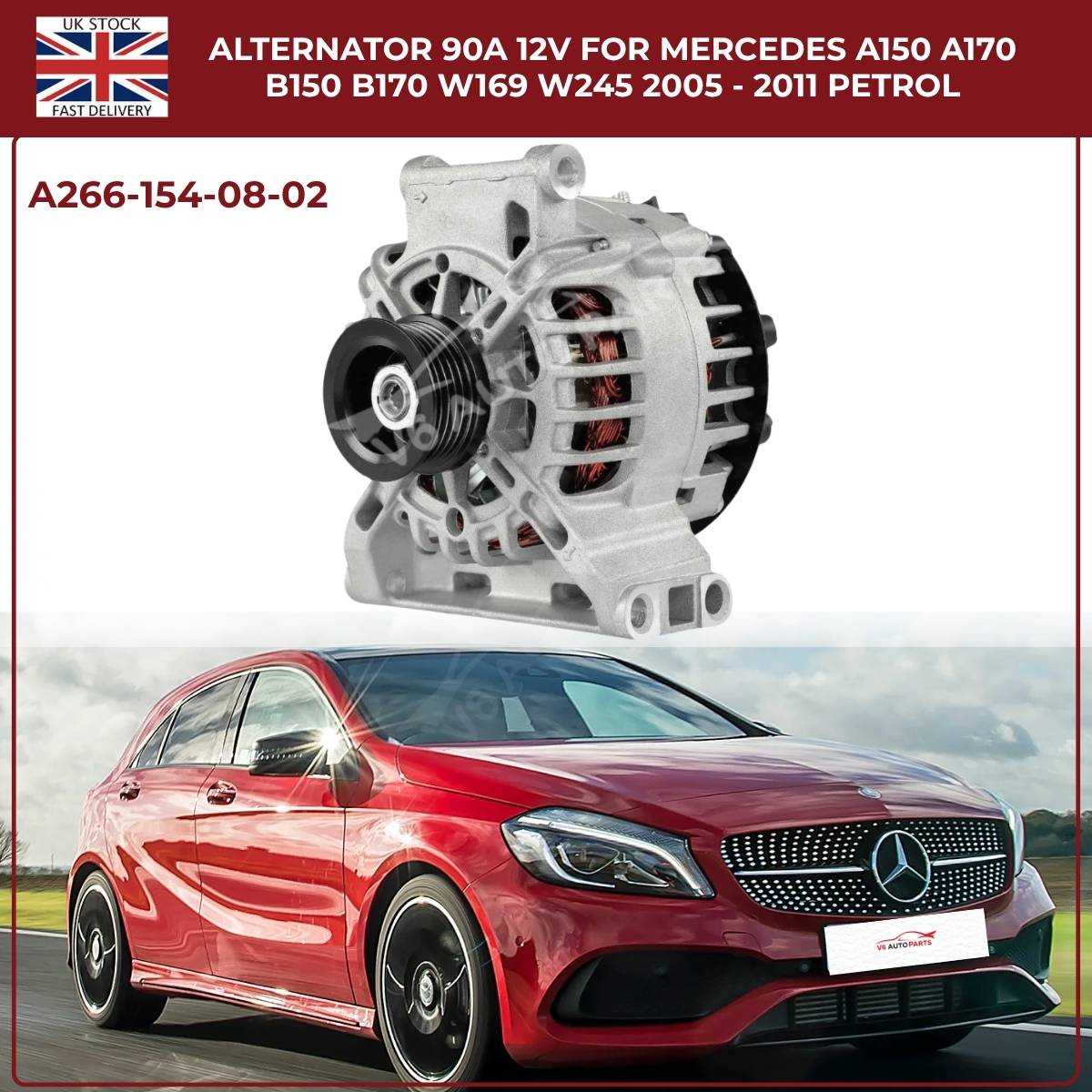 For Mercedes A-Class A150 A170 / B-Class B150 B170 W169 W245 Petrol Alternator – 90A 12V (2005–2011)