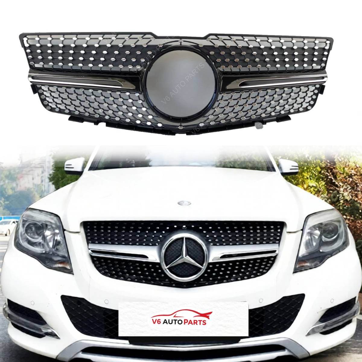 Schwarzer Frontstoßstangengrill für Mercedes Benz GLK-Klasse 2008–2012 X204 PreFacelift Sport