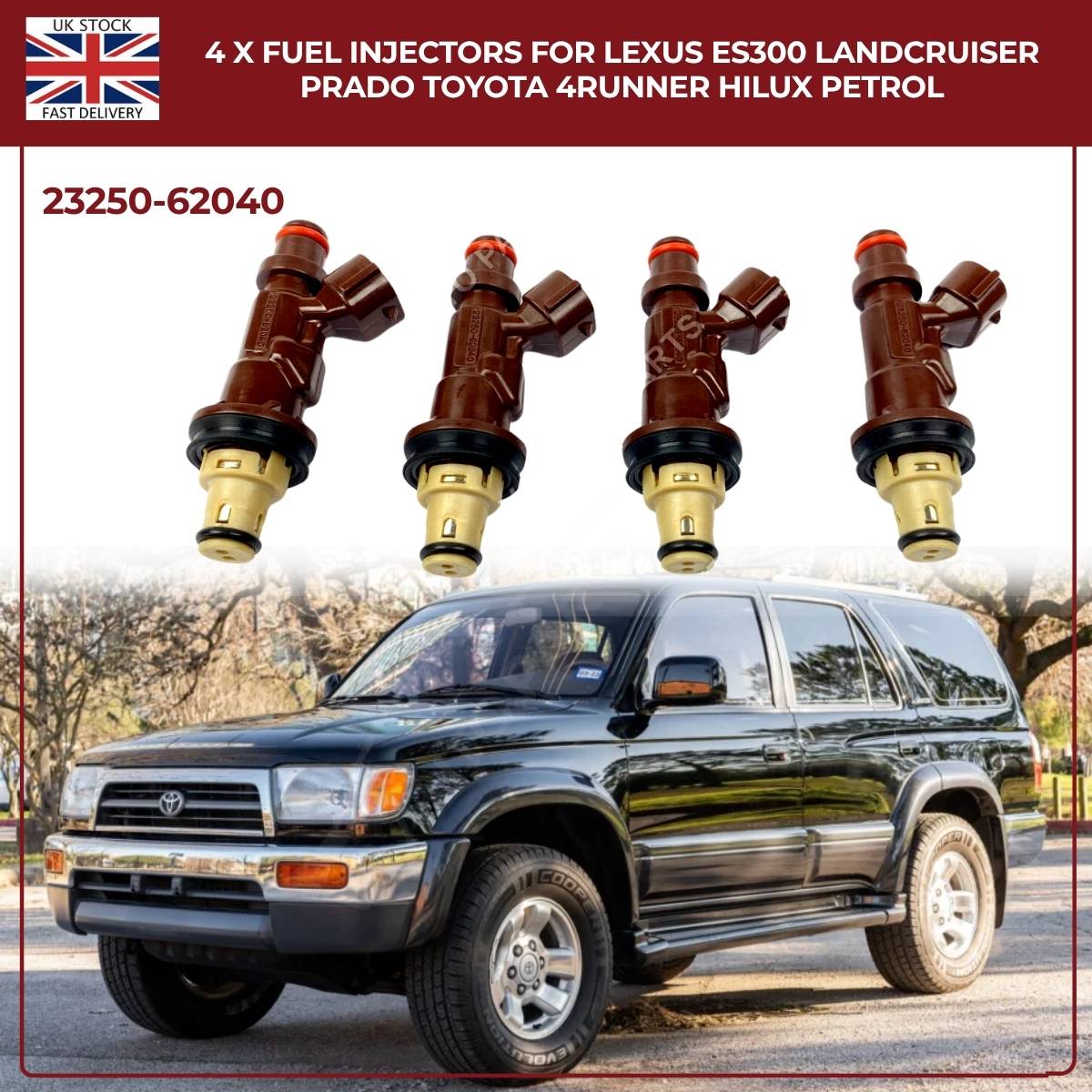 4 x Fuel Injectors For Lexus ES300 Landcruiser Prado Toyota 4Runner Hilux Petrol
