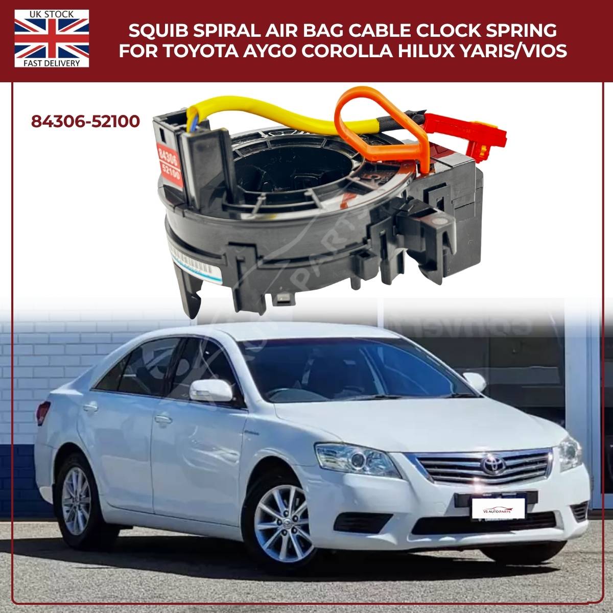 Squib Spiral Airbag Clock Spring – Fits Toyota Aygo, Corolla, Hilux, Yaris/Vios