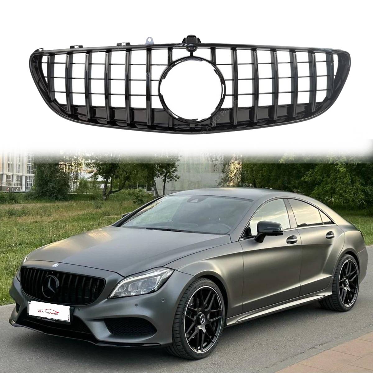 For Mercedes-Benz CLS-Class X218 W218 Front Radiator GT Panamericana Grille – Black (2014–2018, Fits CLS260 & CLS63 AMG Look)