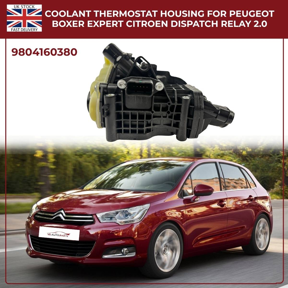 Coolant Thermostat Housing 9804160380 for Ford, Peugeot, Toyota & Vauxhall 2.0 Diesel Engines