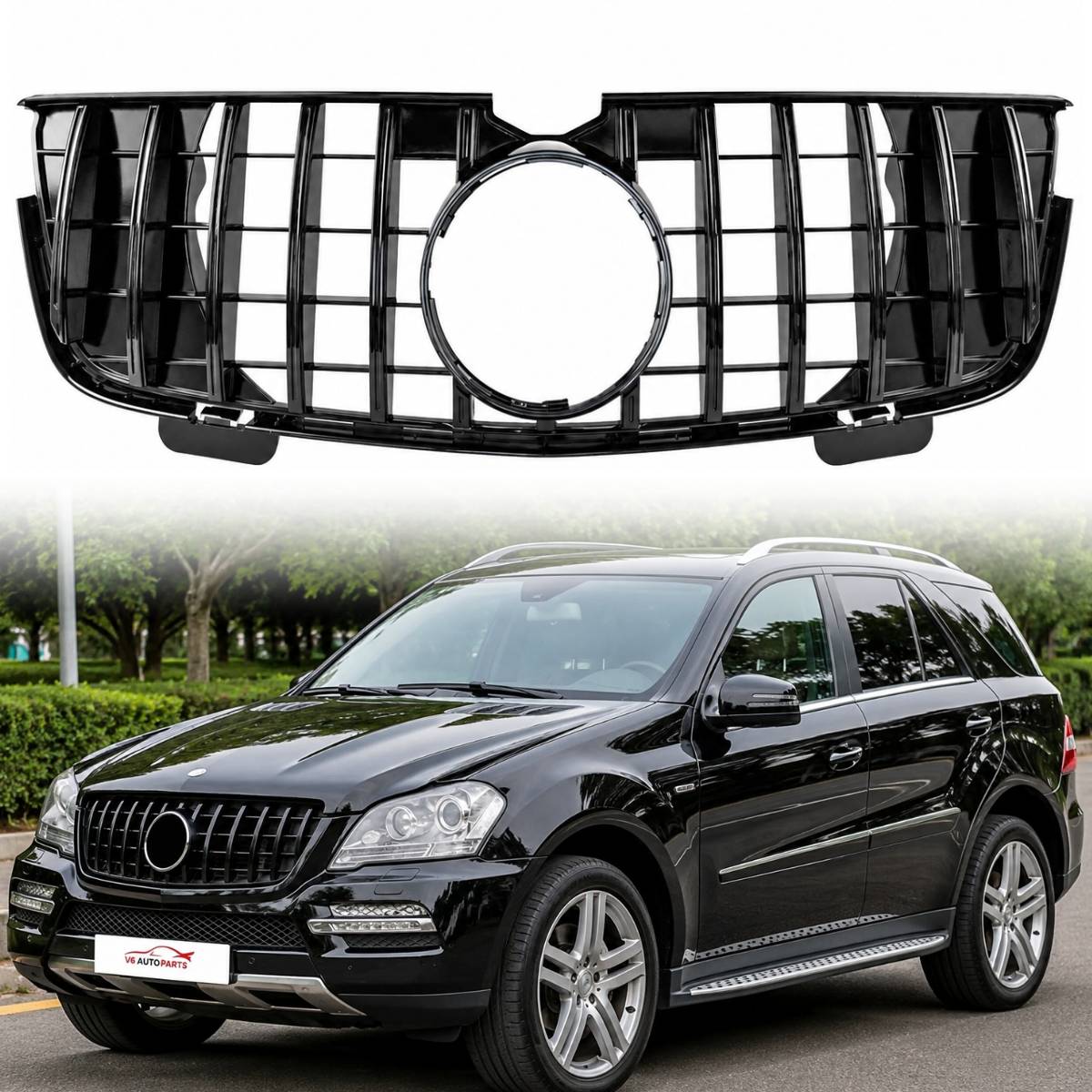 Schwarzer Frontstoßstangengrill für Mercedes GL-Klasse 2007 bis 2009 X164 GL320 450 Estate GTR 
