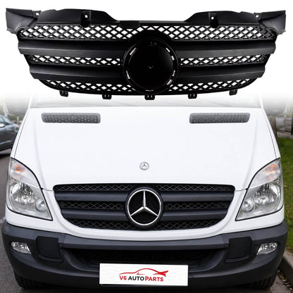 Black Front Radiator Grille – Mercedes Sprinter W906 2008–2013 (Pre‑Facelift, Standard Style)