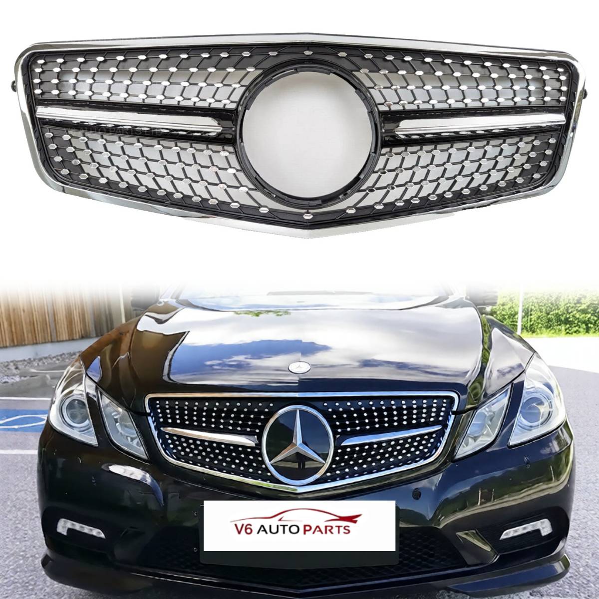 Mercedes-Benz E-Class S212 (2009–2013) Front Bumper Diamond Grille – E63 AMG Style – Fits E200 to E400