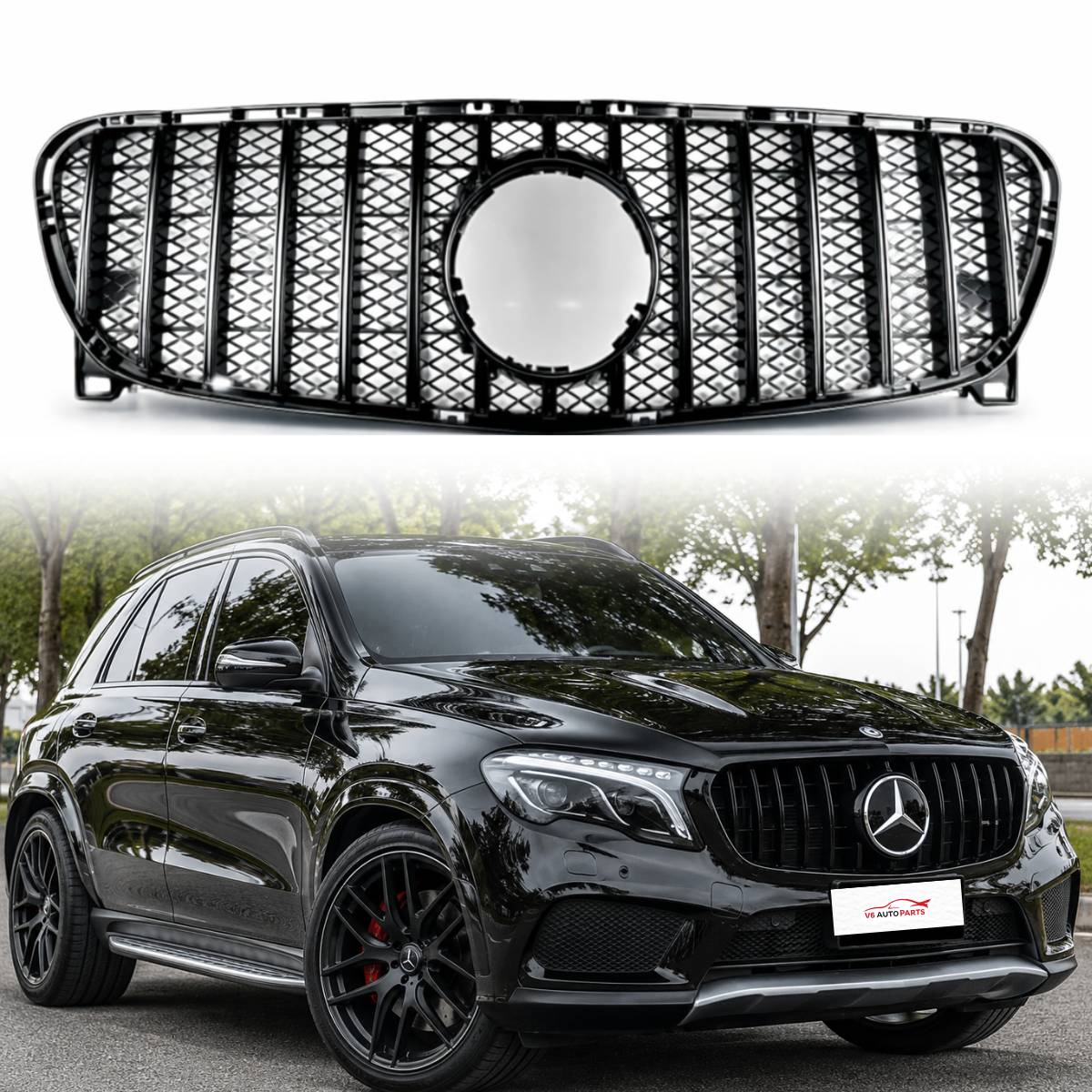 Schwarzer Frontstoßstangengrill für Mercedes GLA-Klasse W156 AMG Panamericana GT 2013–2017 