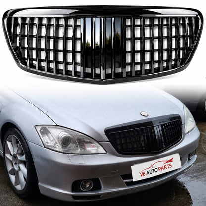 Vorderer Kühlergrill in glänzendem Schwarz für 2005–2009 Benz W221 S-Klasse S63 AMG Maybach S350 S500