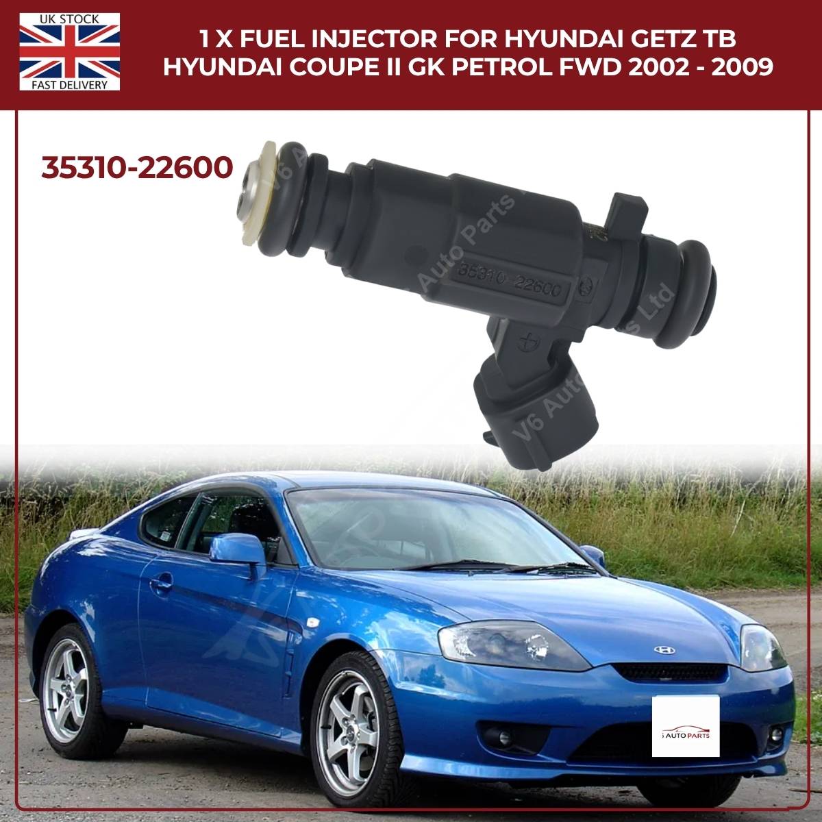 1 x Fuel Injector 35310‑22600 – Fits 2002‑2009 Hyundai Getz TB & Coupe II GK Petrol FWD