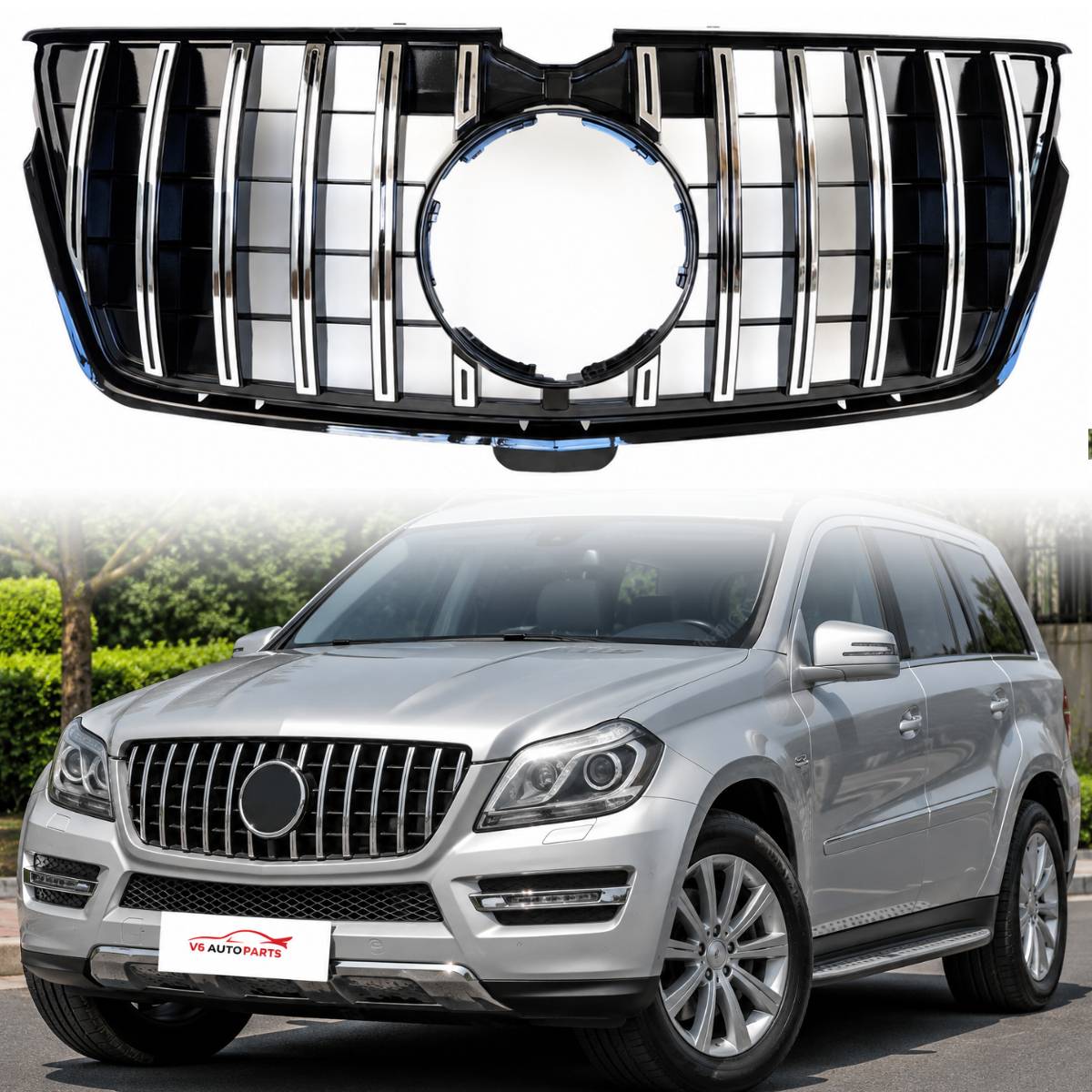 For Mercedes-Benz GL-Class X164 GT Front Bumper Chrome Grille (2009–2013 GL320 GL350 GL450 GL500)